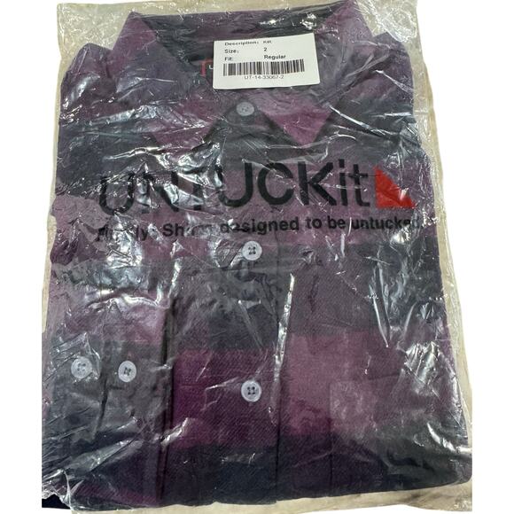 NWT! UNTUCKit Kir Purple Plaid Flannel Button Down Shirt 2 - Picture 3 of 4